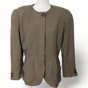 Kasper for ASL Vintage 80's Large Shoulder Pads Hidden Buttons Blazer (14)